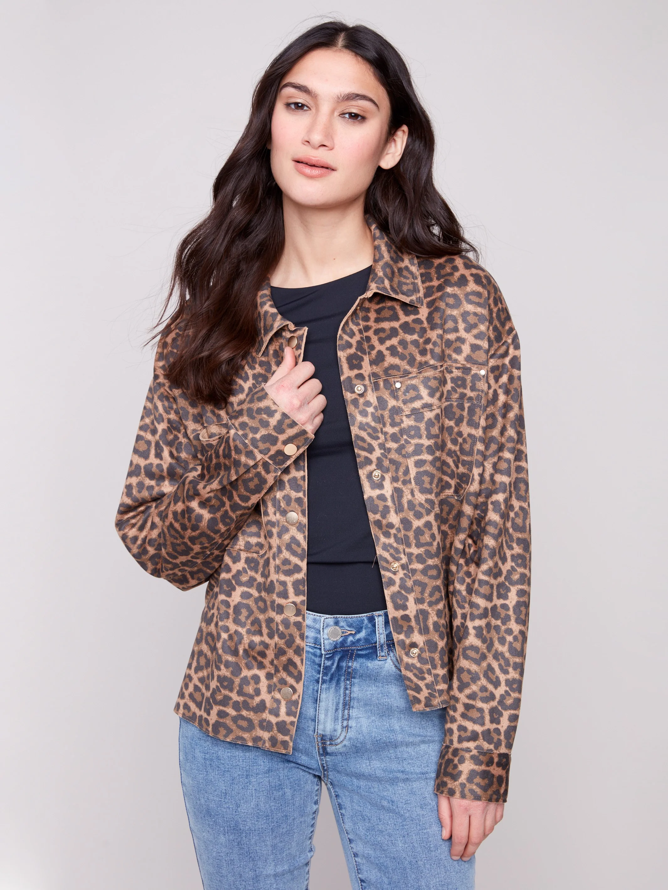 Animal Print Scuba Short Jacket - Leopard - Image 3