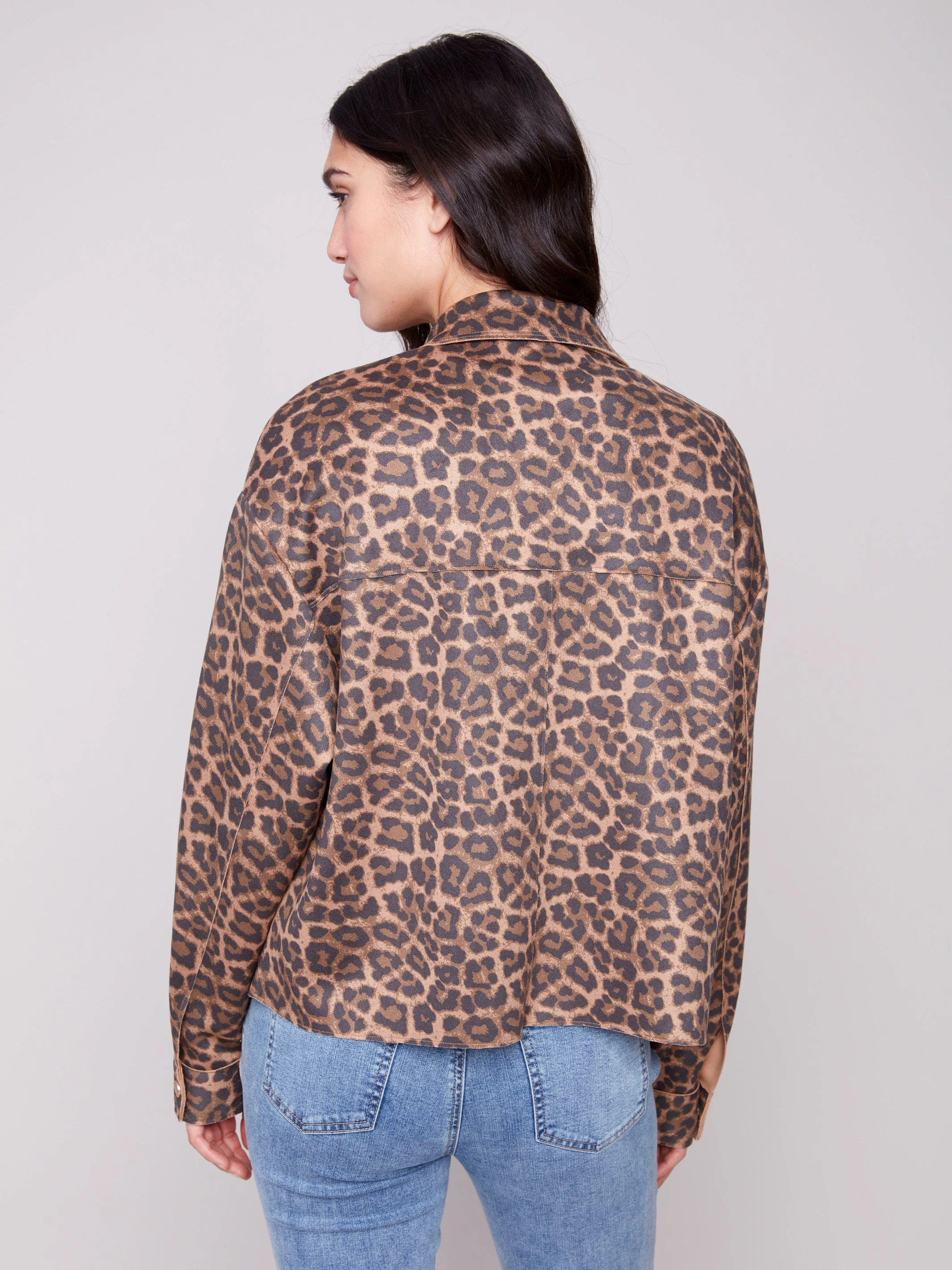 Animal Print Scuba Short Jacket - Leopard - Image 4