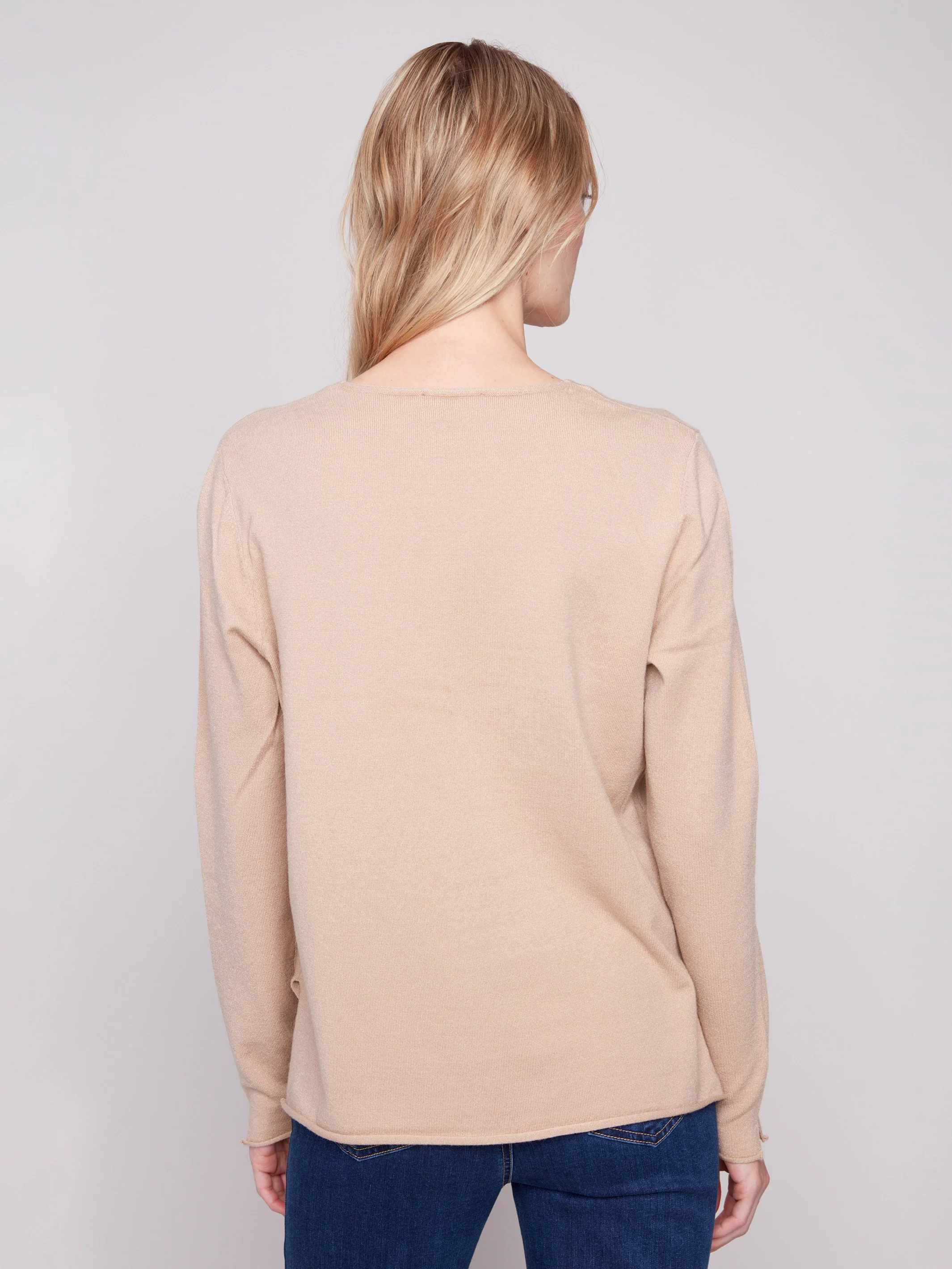 Basic V-Neck Sweater - Sesame - Image 3