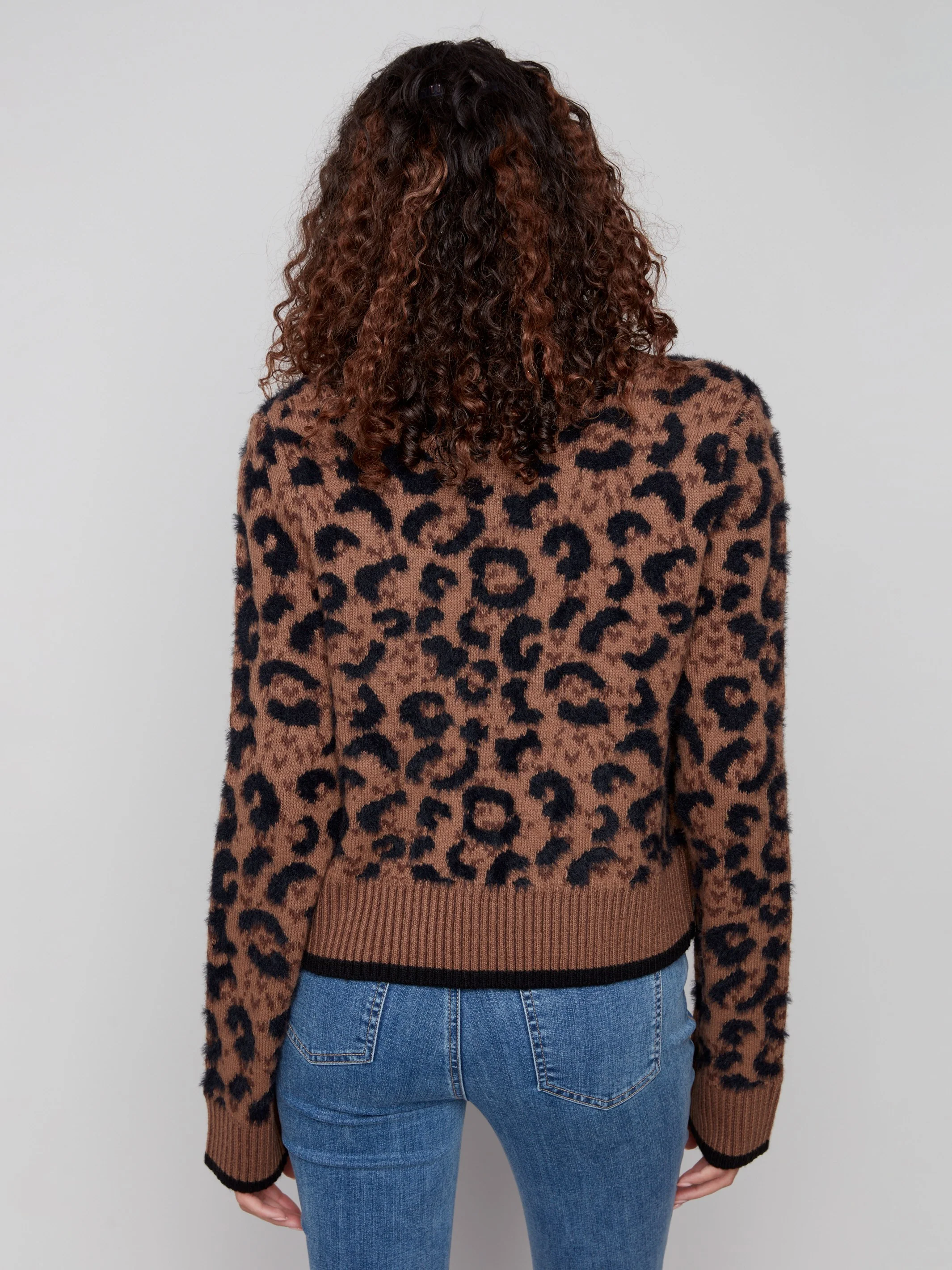 Bow Tie Jacquard Knit Cardigan - Animal - Image 4