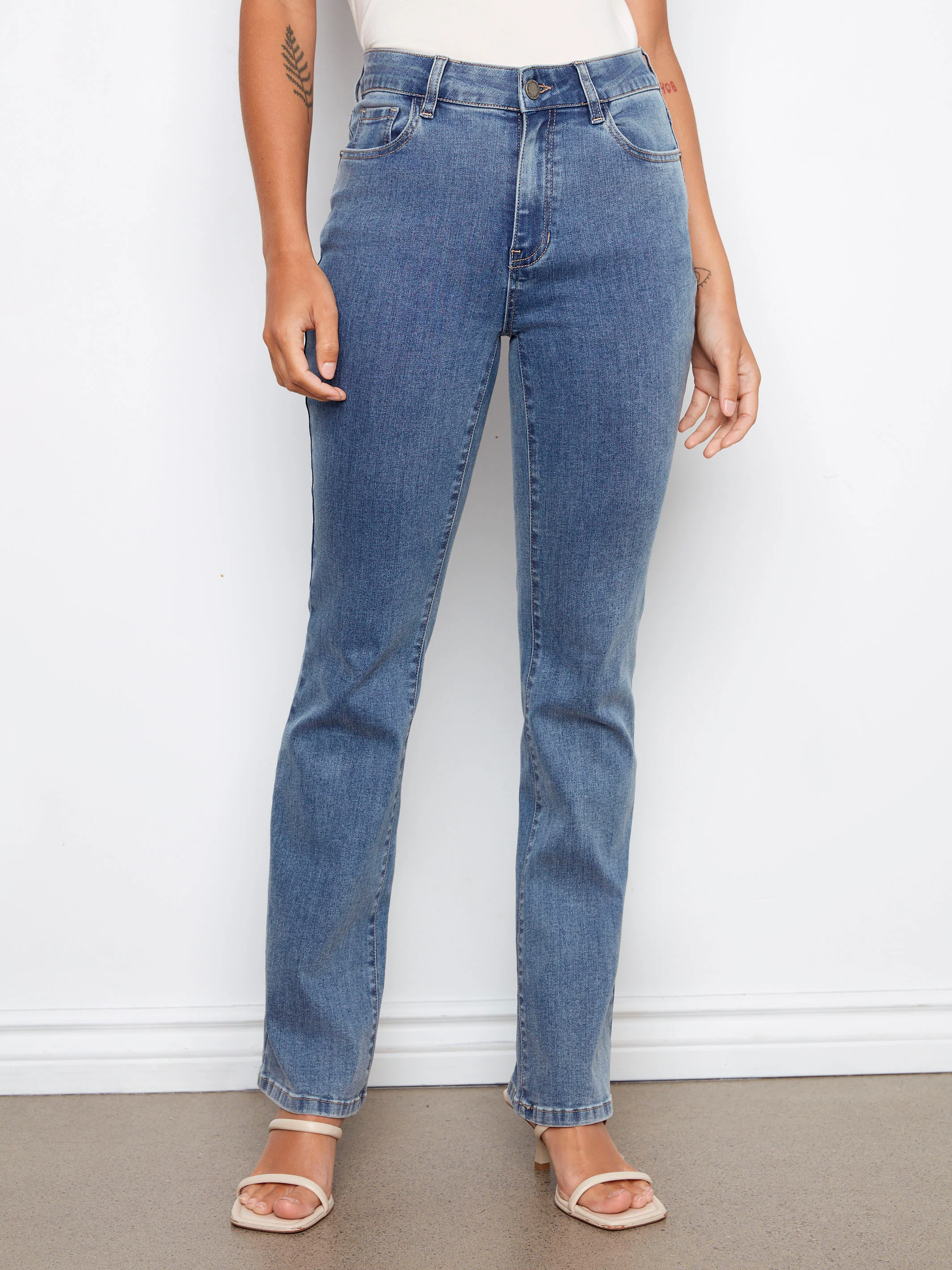 Celine Flare Leg Jeans - Medium Blue - Image 6