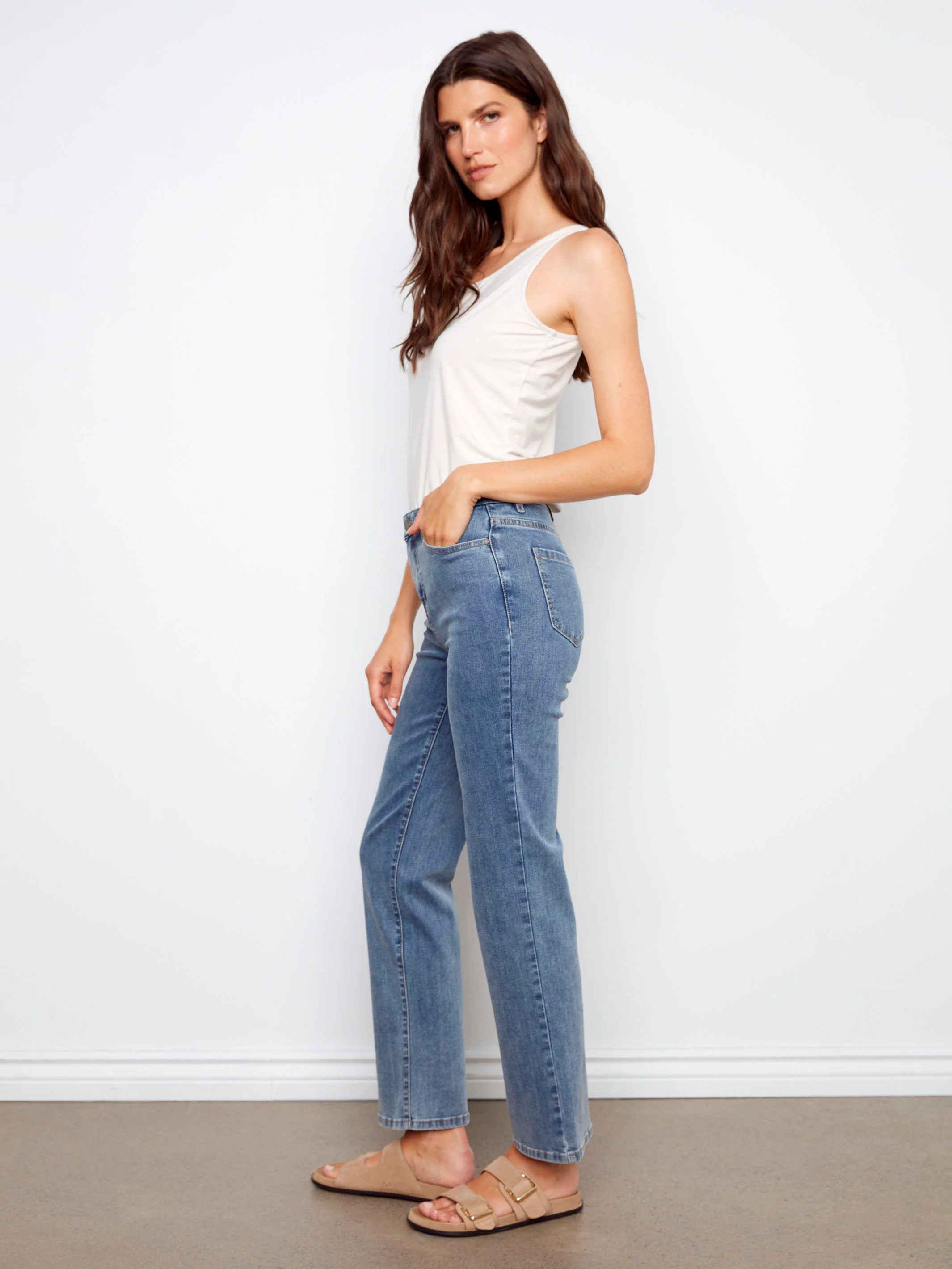 Charlotte Straight Leg Jeans - Medium Blue - Image 3