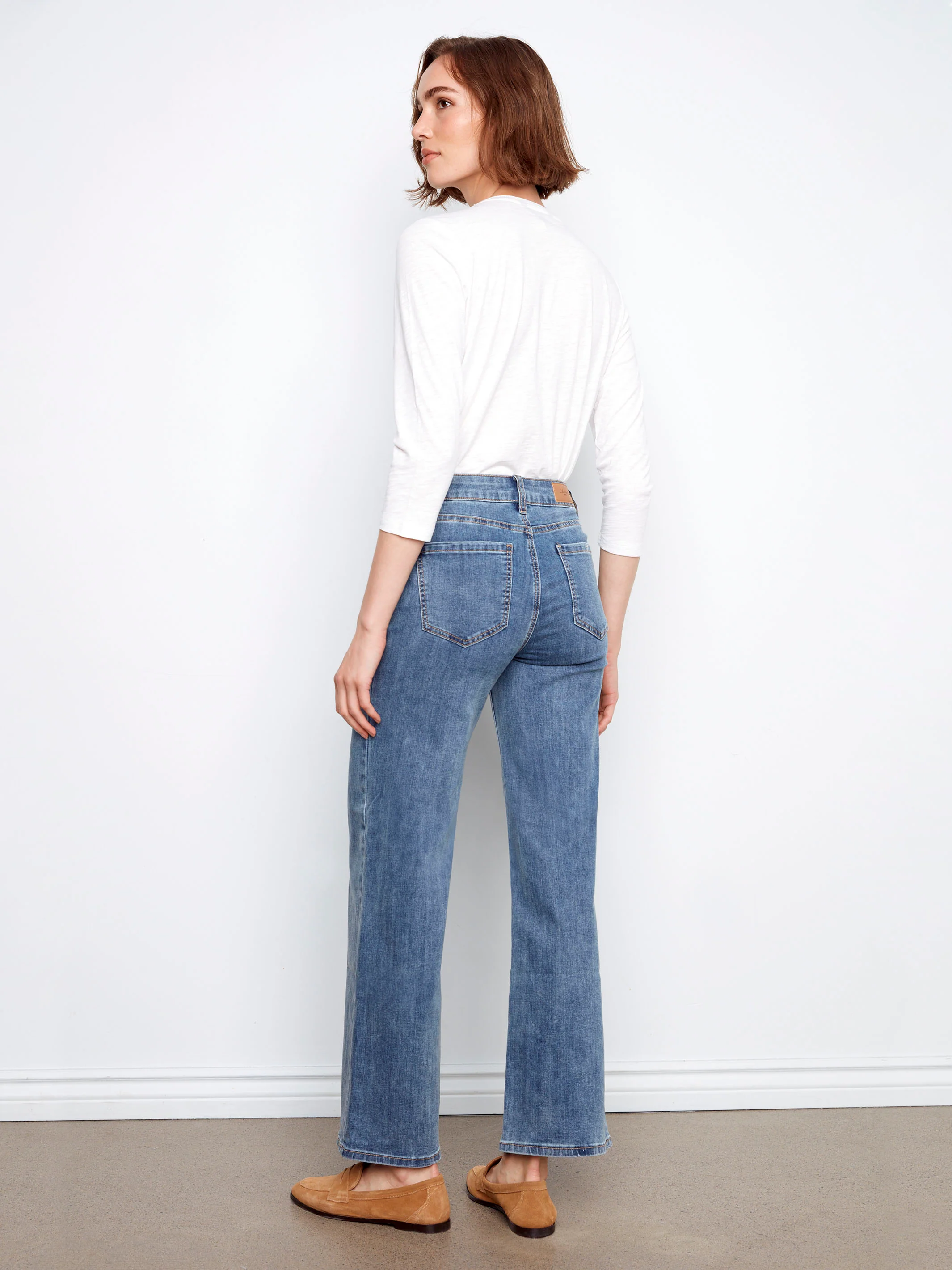 Chloe Wide Leg Jeans - Medium Blue - Image 5