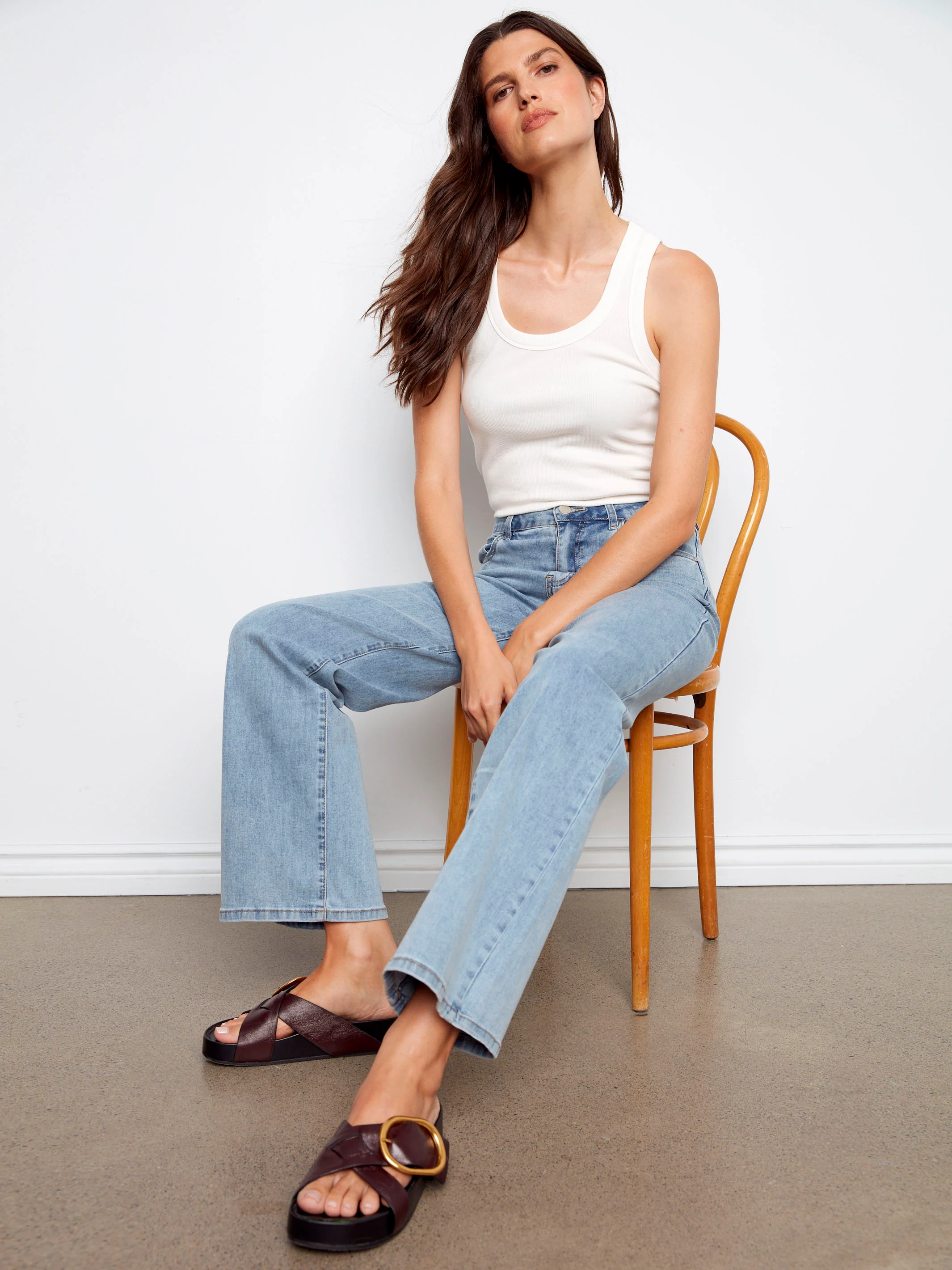 Chloe Wide Leg Jeans - Light Blue - Image 6