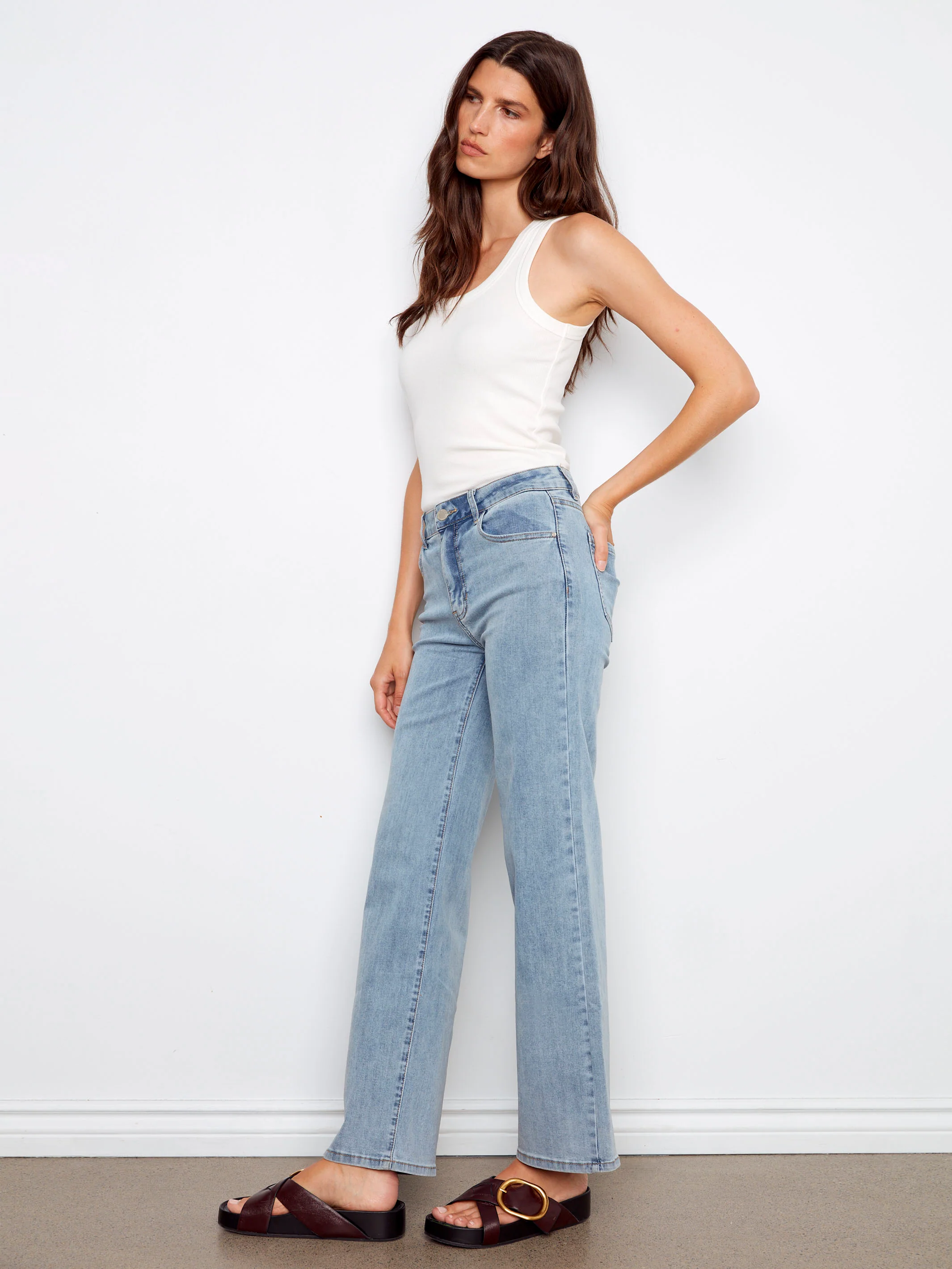 Chloe Wide Leg Jeans - Light Blue - Image 8