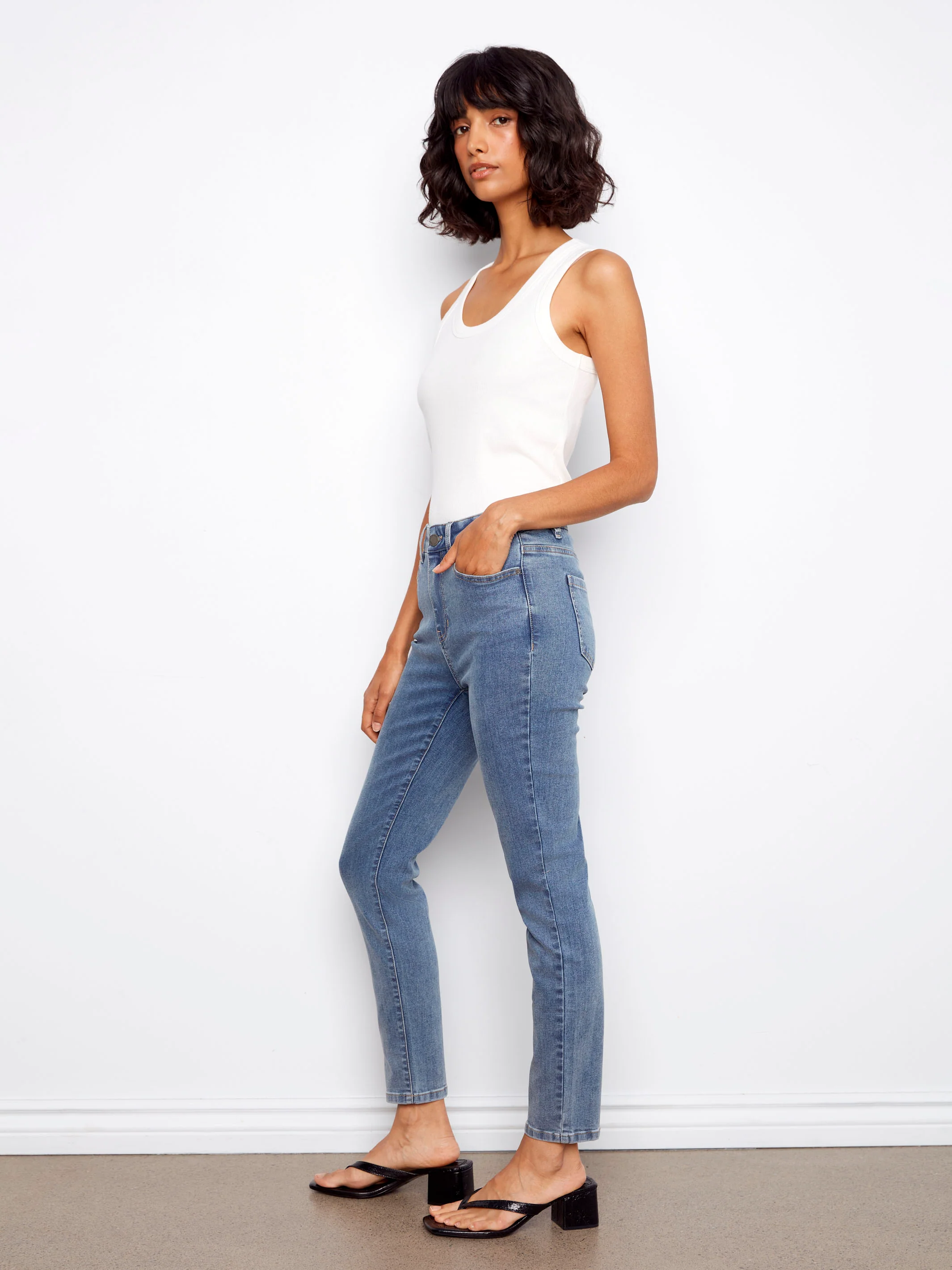Claudia Slim Leg Jeans - Medium Blue - Image 3