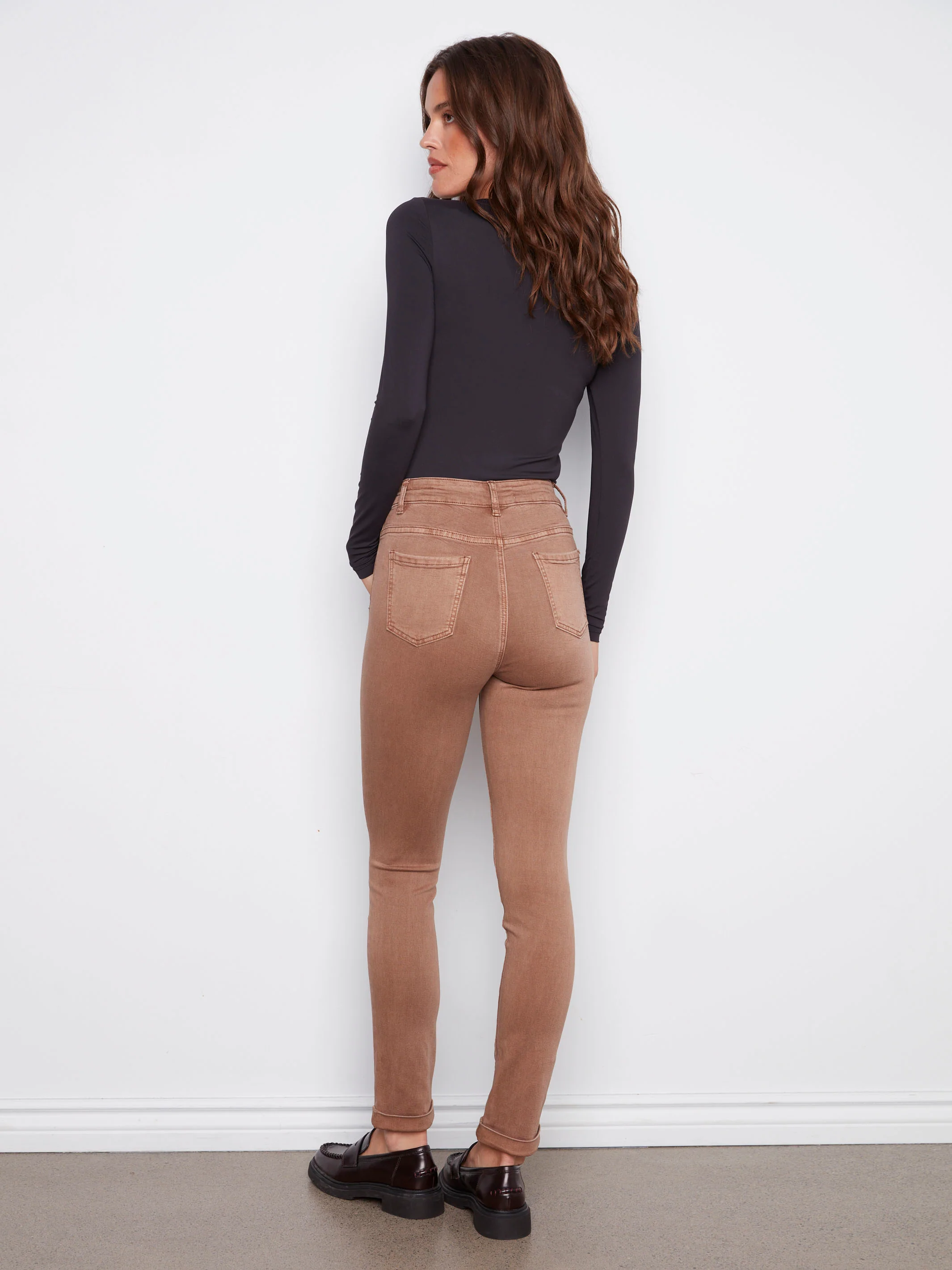 Cuffed Hem Twill Jeans - Truffle - Image 5