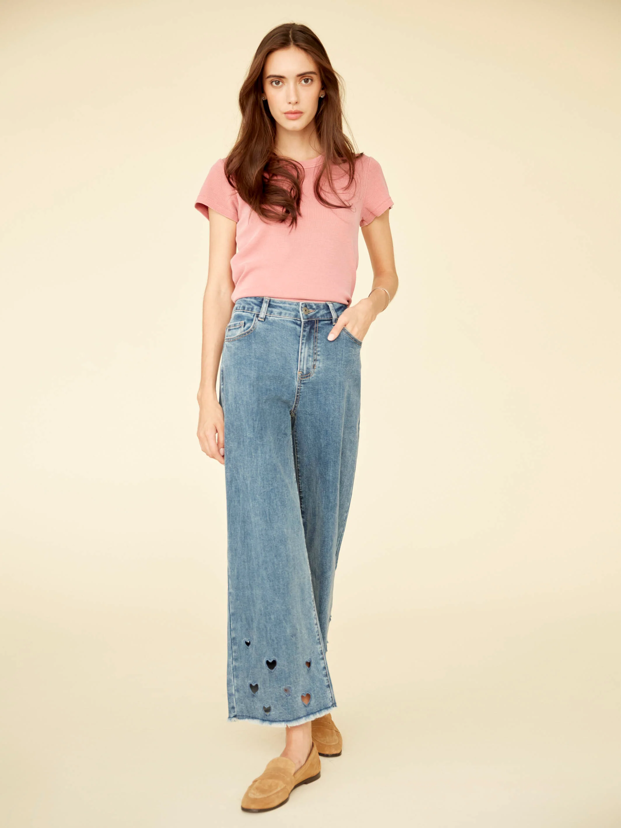 Tencel Ribbed Crew Neck T-Shirt - Carnation - Image 9