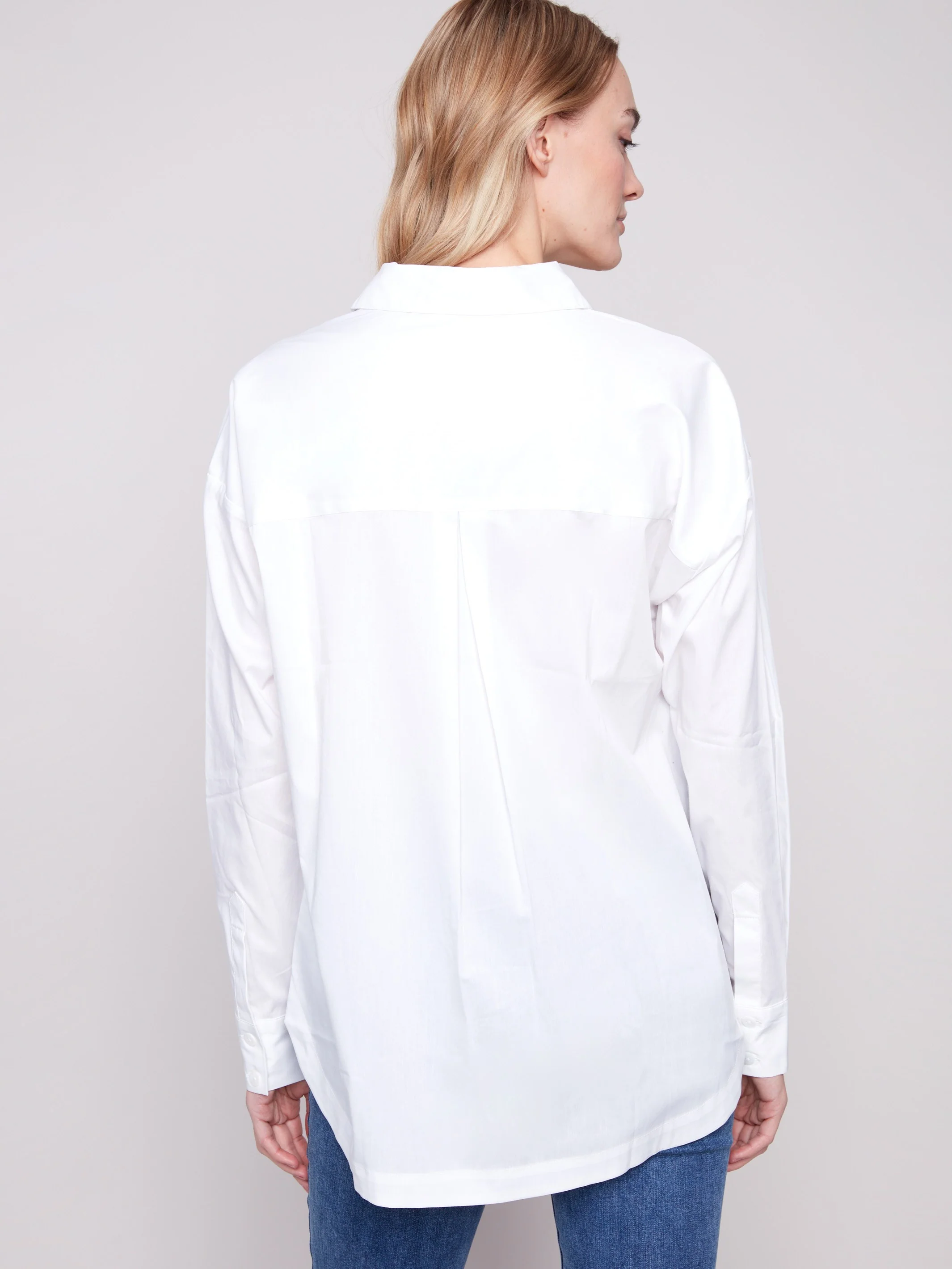 Loose Poplin Shirt - White - Image 3