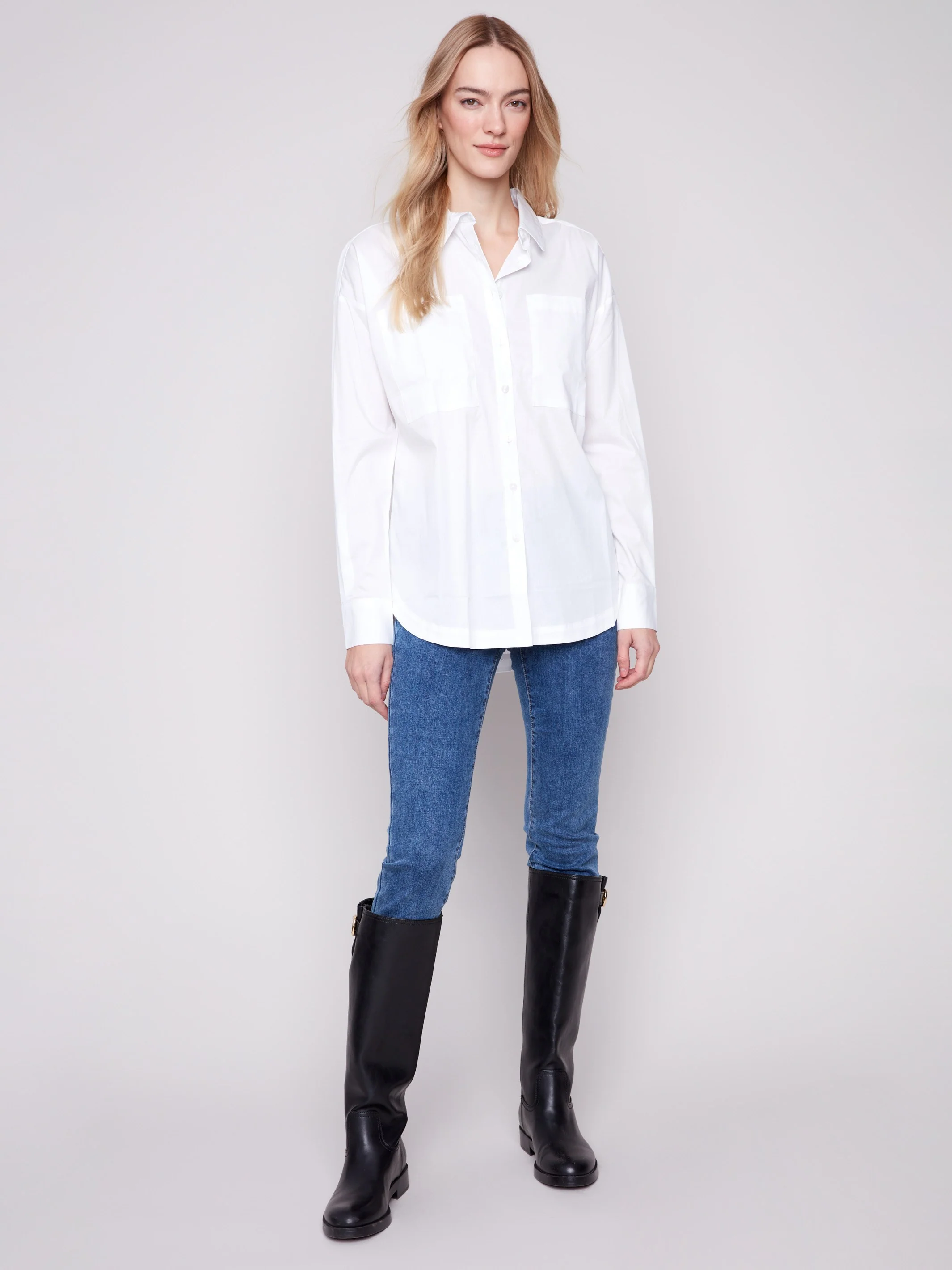 Loose Poplin Shirt - White - Image 7