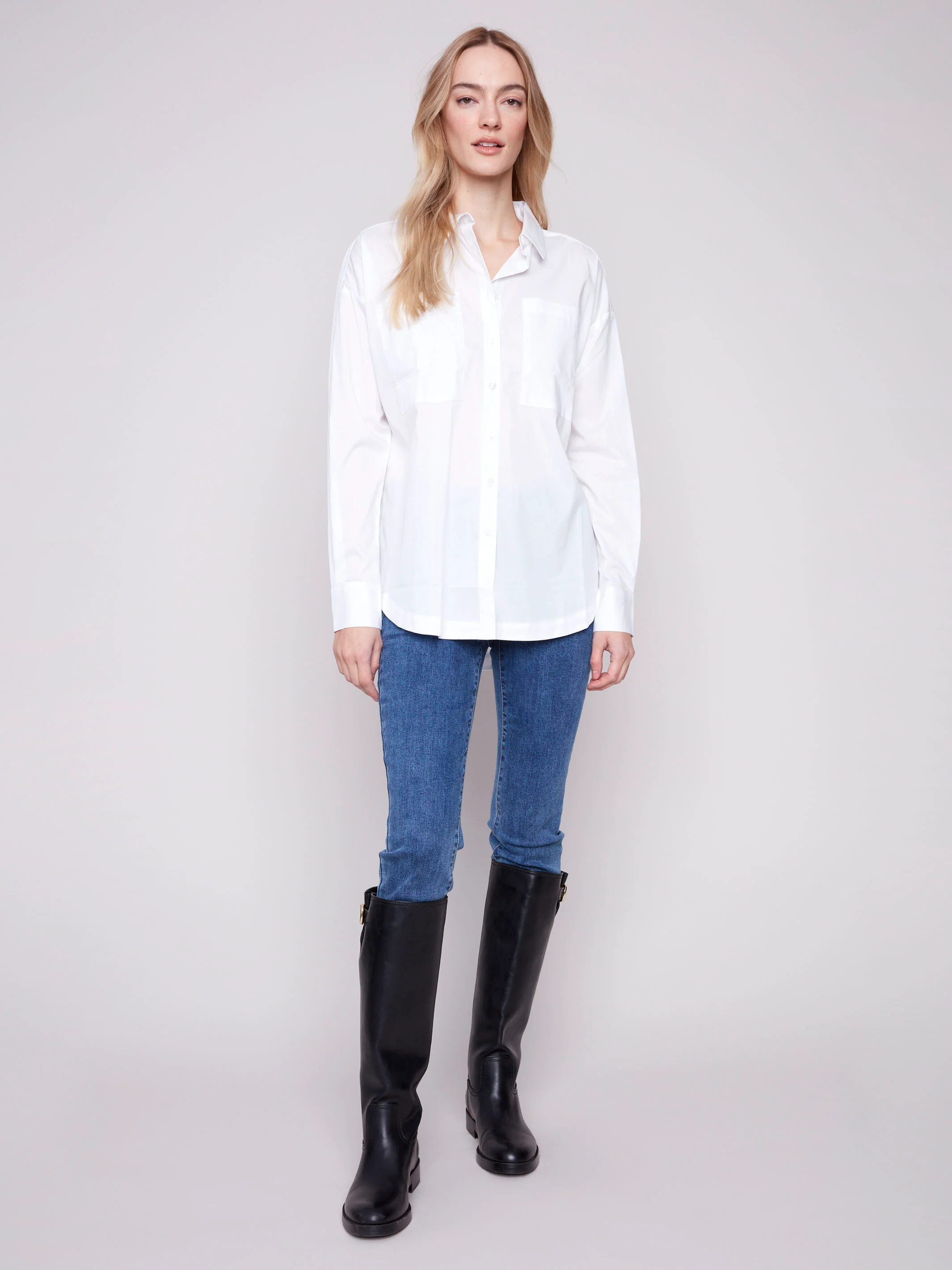 Loose Poplin Shirt - White - Image 8