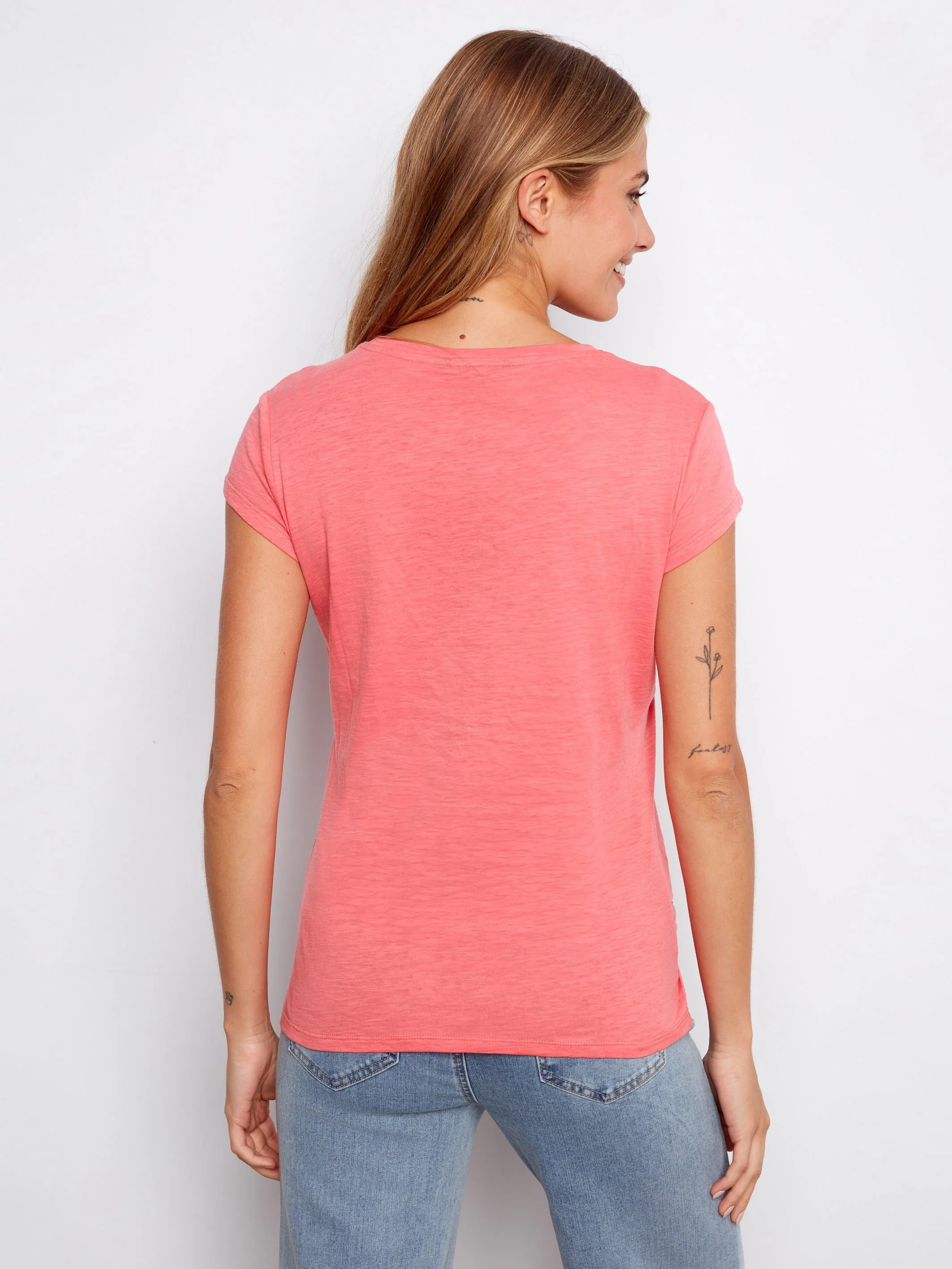 Organic Cotton T-Shirt With Heart Cut-Out - Sorbet - Image 3