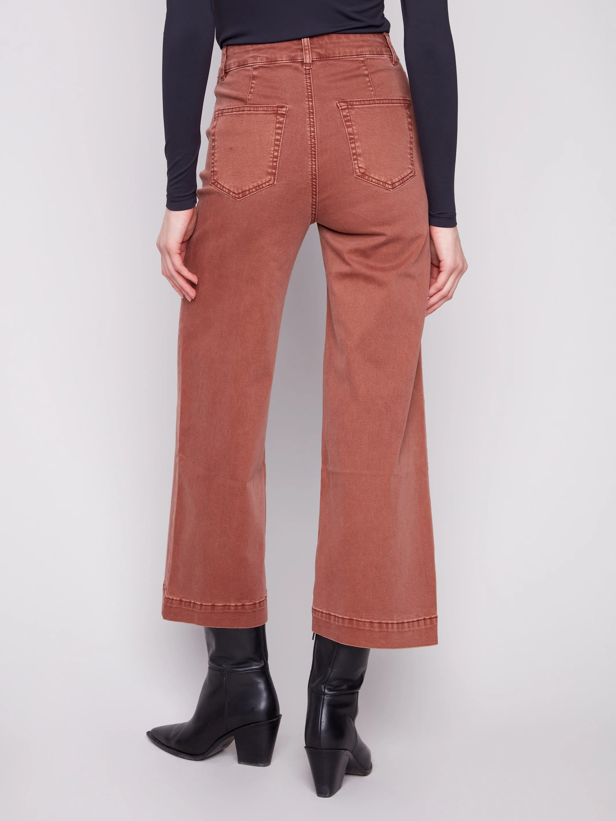 Patch Pocket Flare Twill Pants - Sepia - Image 4