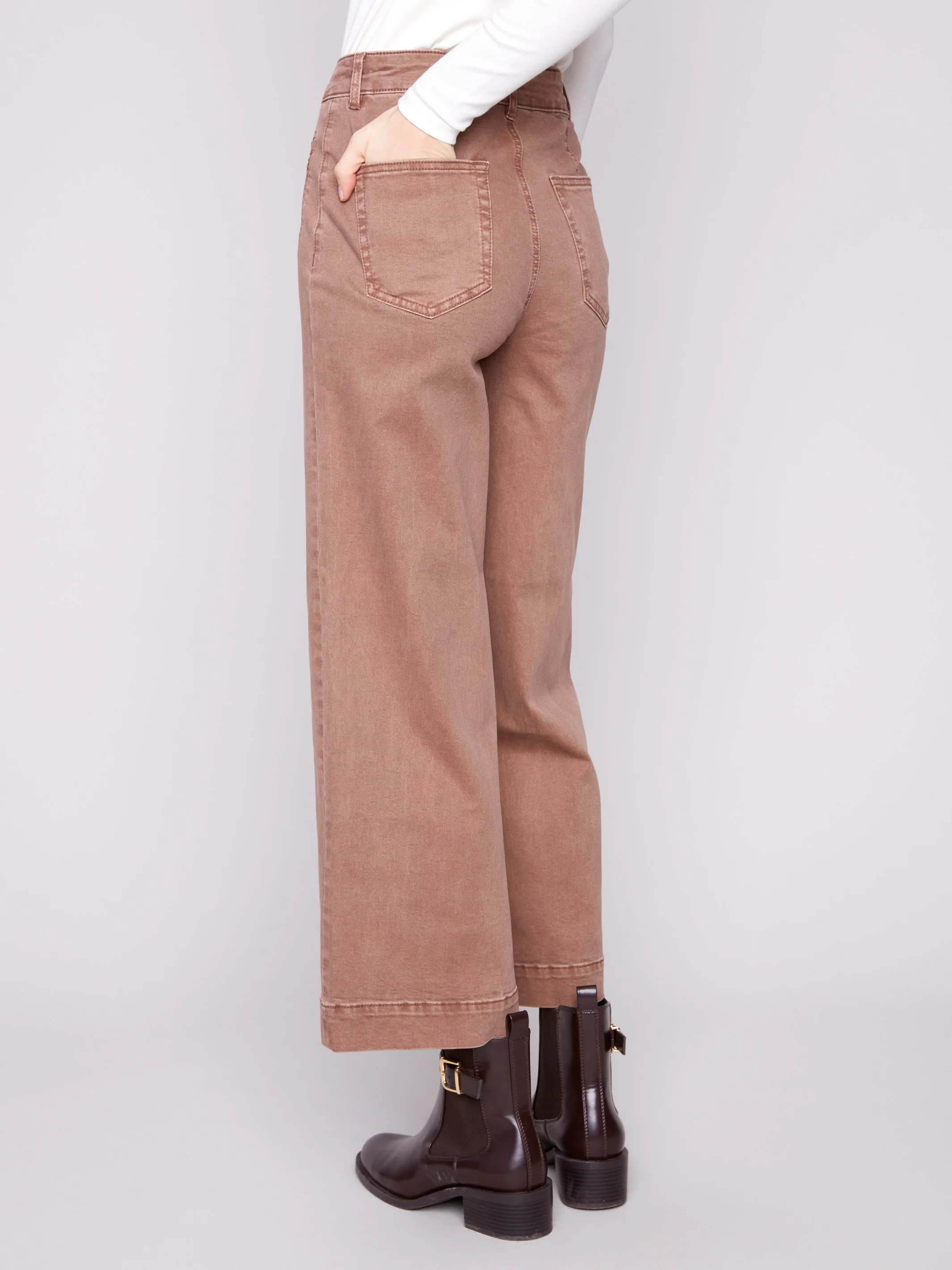 Patch Pocket Flare Twill Pants - Truffle - Image 4