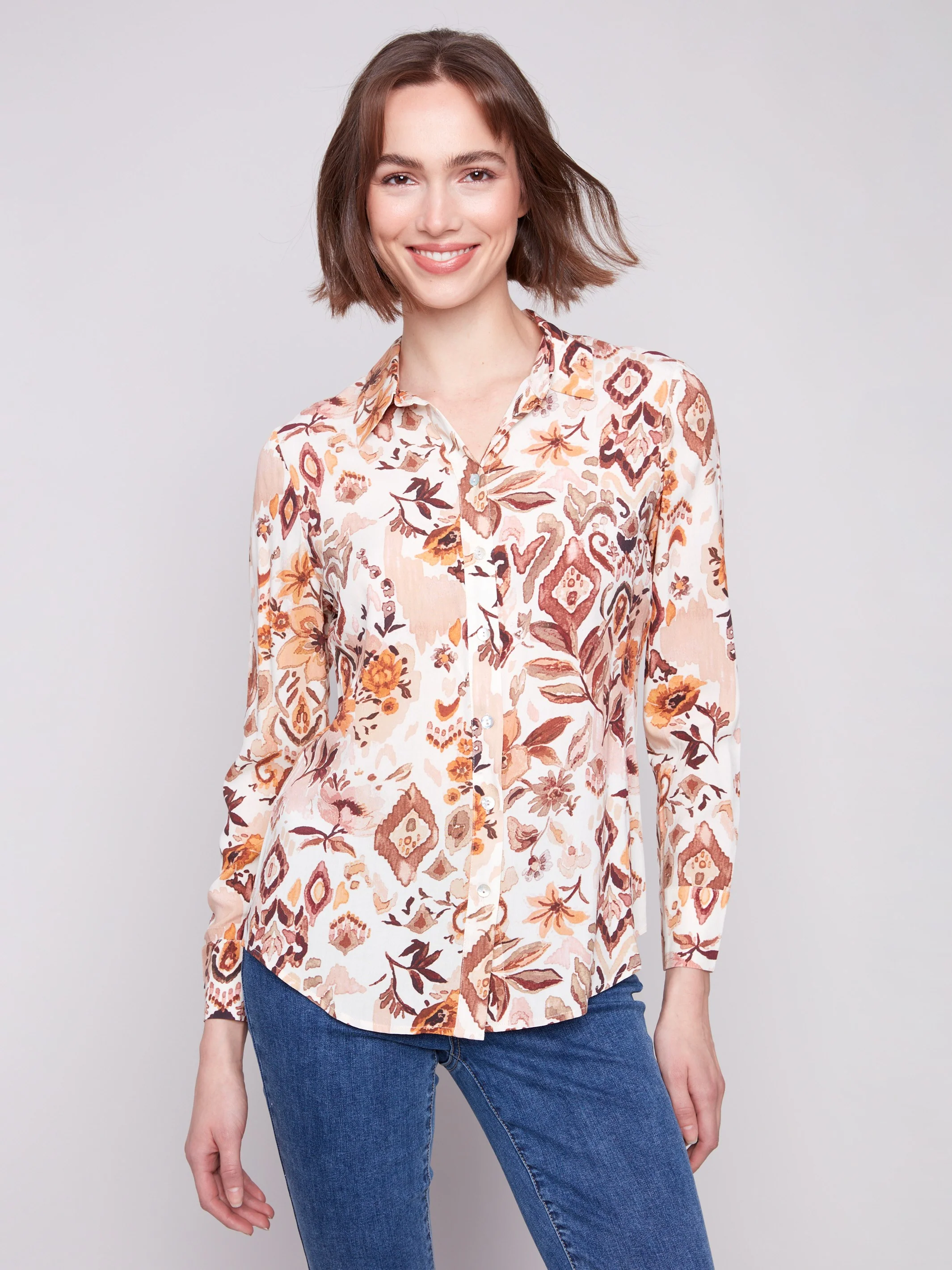 Printed Button-Up Shirt - Jacobean - Image 4