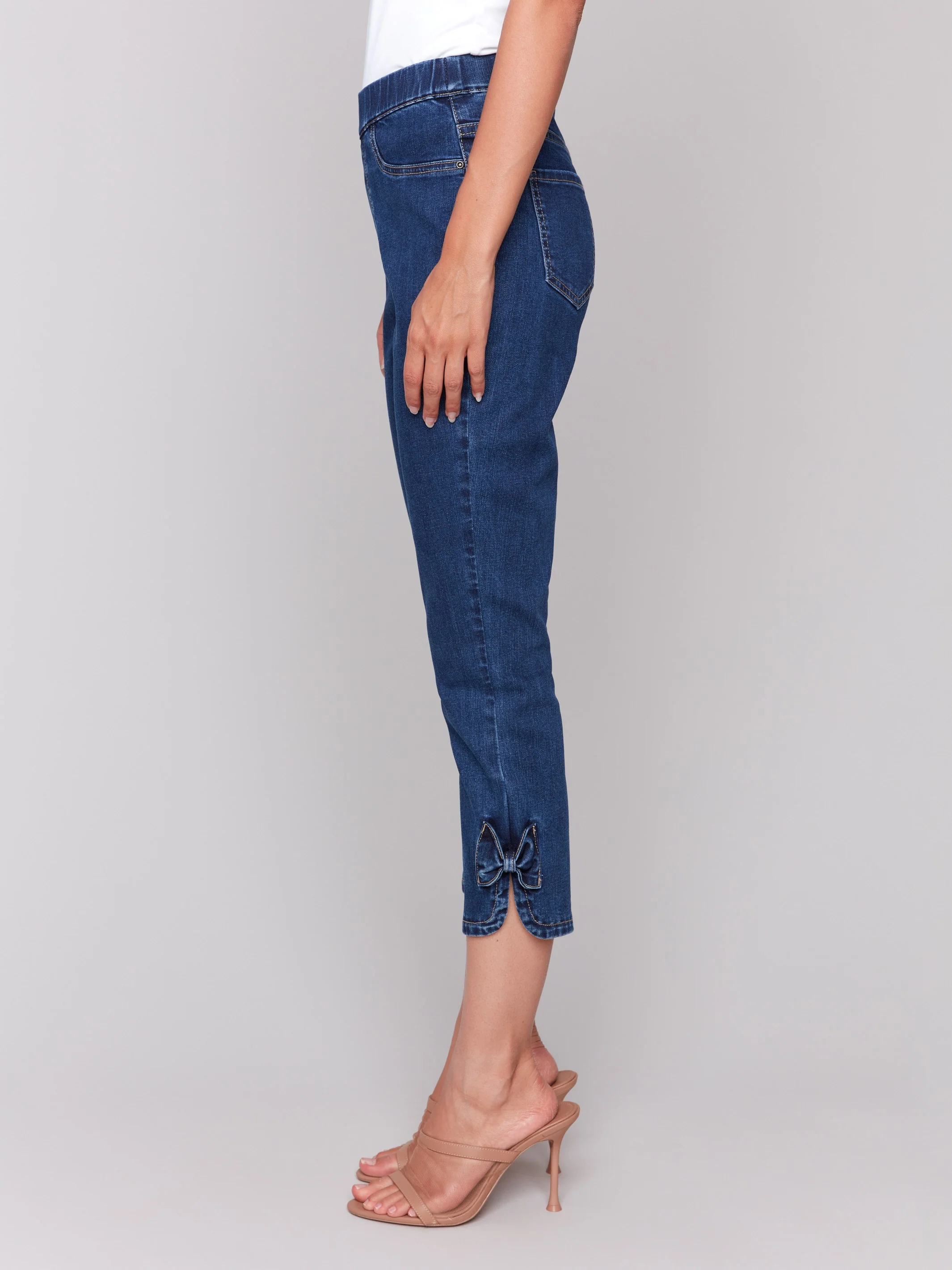 Pull-On Jeans with Bow Detail - Indigo - Image 3