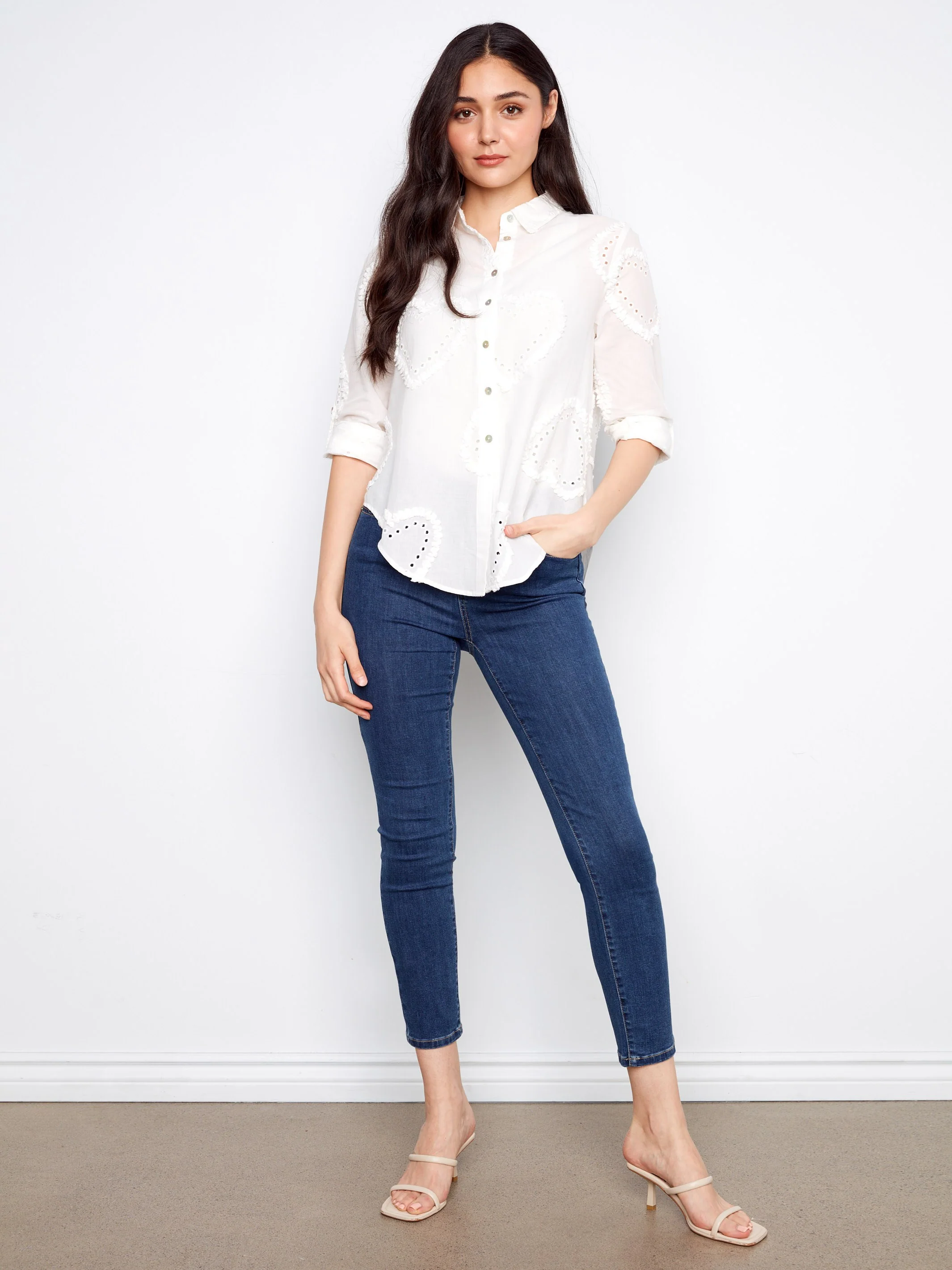 Textured Cotton Button-Down Shirt - White - Image 3