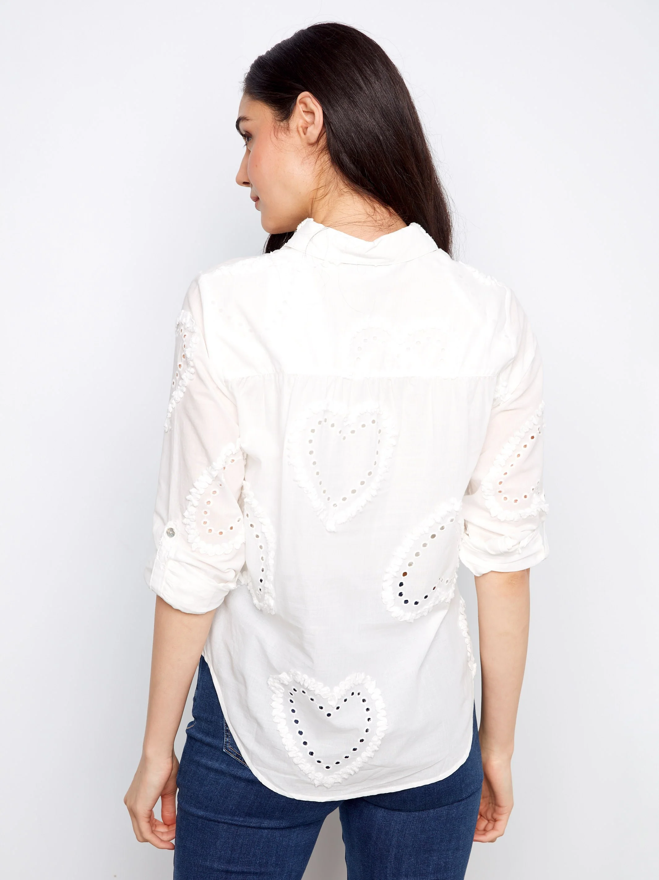 Textured Cotton Button-Down Shirt - White - Image 4