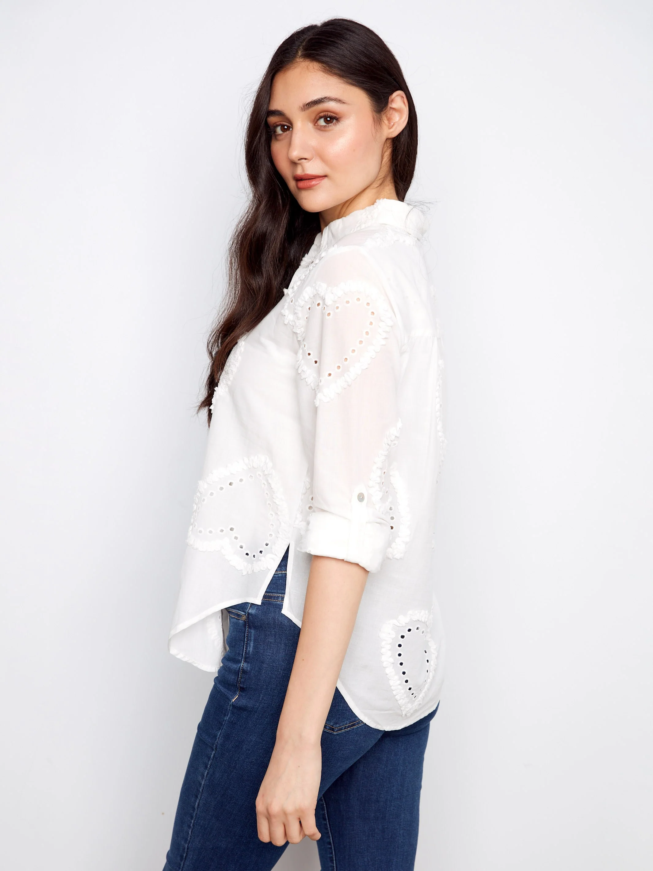 Textured Cotton Button-Down Shirt - White - Image 5