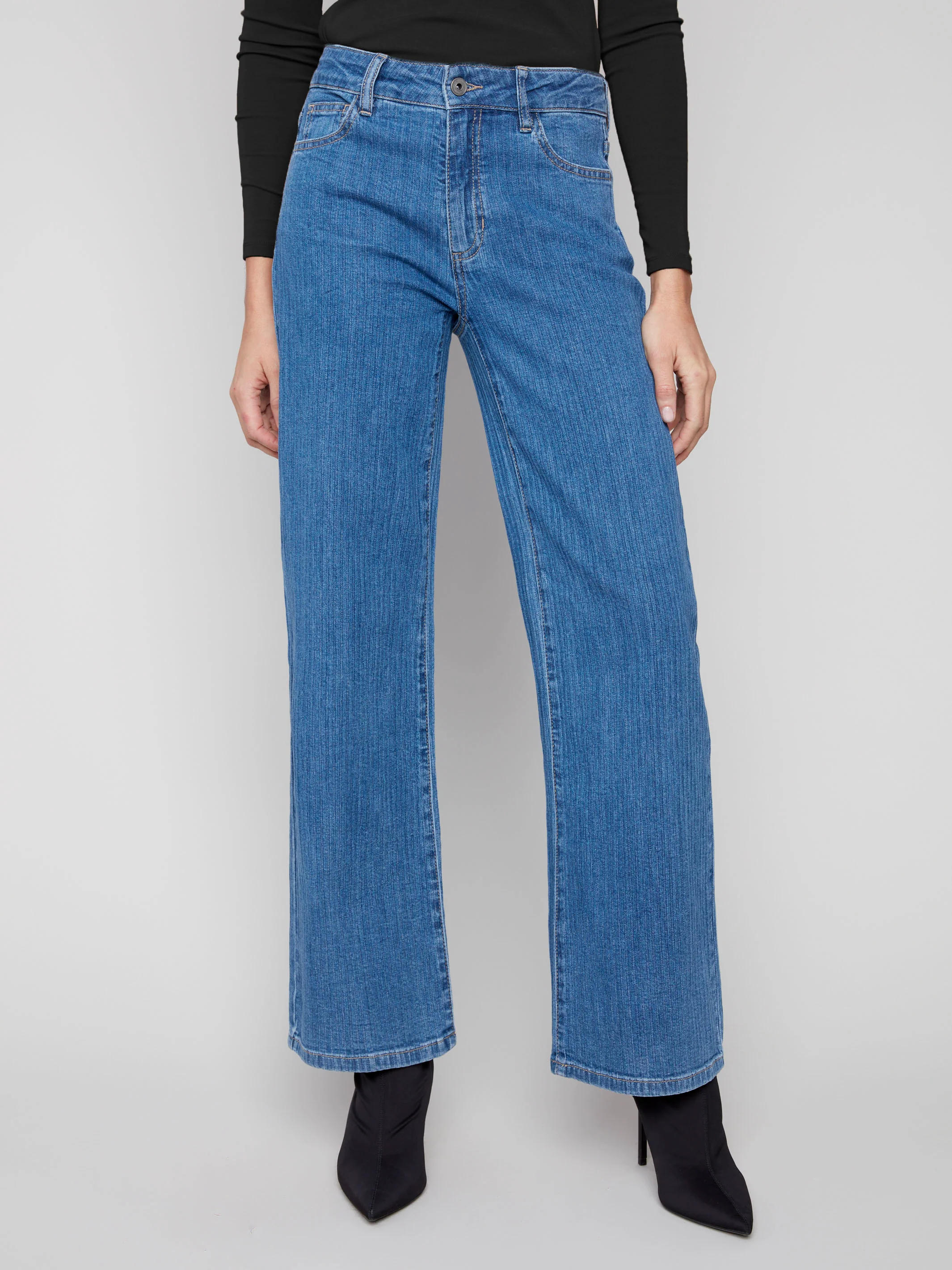 Wide Leg Corduroy Jeans - Stripes - Image 3